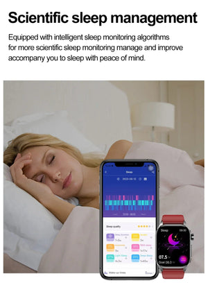 Planet Gates Black New Blood Glucose Health Smartwatch Men ECGPPG Blood Pressure Lipids Uric Acid IP67 Waterproof Sport Bluetooth Call Smart Watch