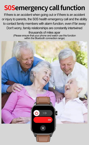 Planet Gates Black New Blood Glucose Health Smartwatch Men ECGPPG Blood Pressure Lipids Uric Acid IP67 Waterproof Sport Bluetooth Call Smart Watch