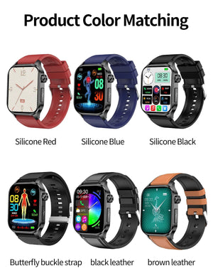 Planet Gates Black New Blood Glucose Health Smartwatch Men ECGPPG Blood Pressure Lipids Uric Acid IP67 Waterproof Sport Bluetooth Call Smart Watch