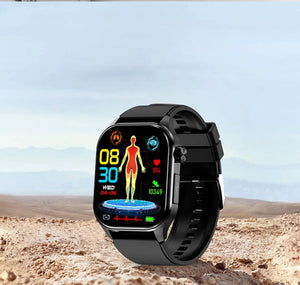 Planet Gates Black New Blood Glucose Health Smartwatch Men ECGPPG Blood Pressure Lipids Uric Acid IP67 Waterproof Sport Bluetooth Call Smart Watch