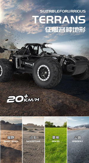 Planet Gates Black New RC Car 1:16 2WD with LED Light 2.4G 20KM/H High Speed Off-Road Climbing Remote Control Car Toy Gifts for Boys Girls Kids