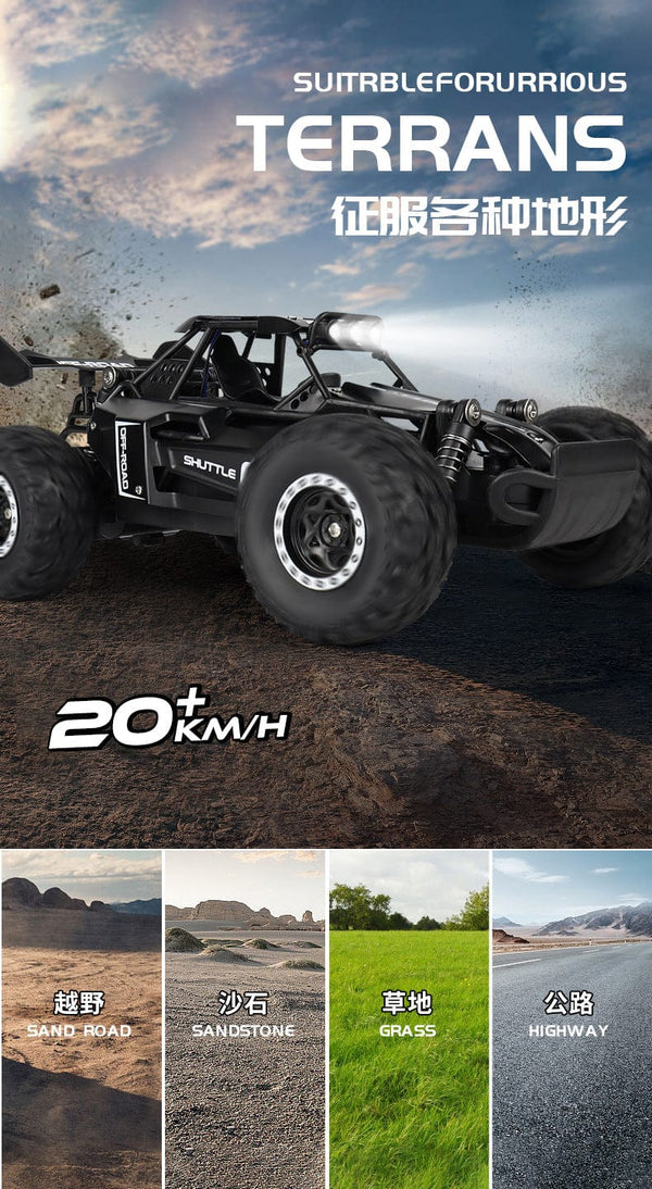 Planet Gates Black New RC Car 1:16 2WD with LED Light 2.4G 20KM/H High Speed Off-Road Climbing Remote Control Car Toy Gifts for Boys Girls Kids
