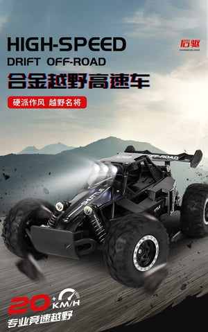 Planet Gates Black New RC Car 1:16 2WD with LED Light 2.4G 20KM/H High Speed Off-Road Climbing Remote Control Car Toy Gifts for Boys Girls Kids