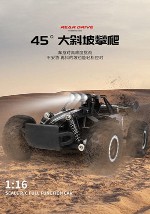 Planet Gates Black New RC Car 1:16 2WD with LED Light 2.4G 20KM/H High Speed Off-Road Climbing Remote Control Car Toy Gifts for Boys Girls Kids