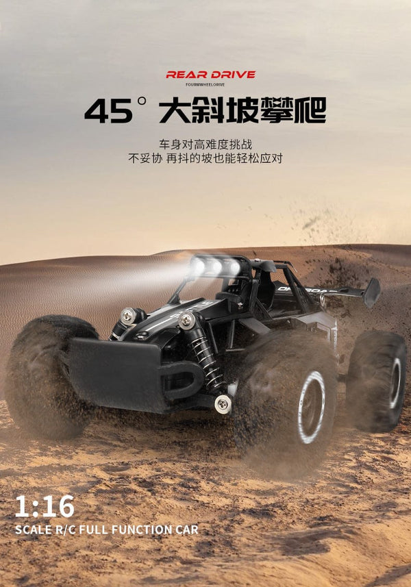 Planet Gates Black New RC Car 1:16 2WD with LED Light 2.4G 20KM/H High Speed Off-Road Climbing Remote Control Car Toy Gifts for Boys Girls Kids