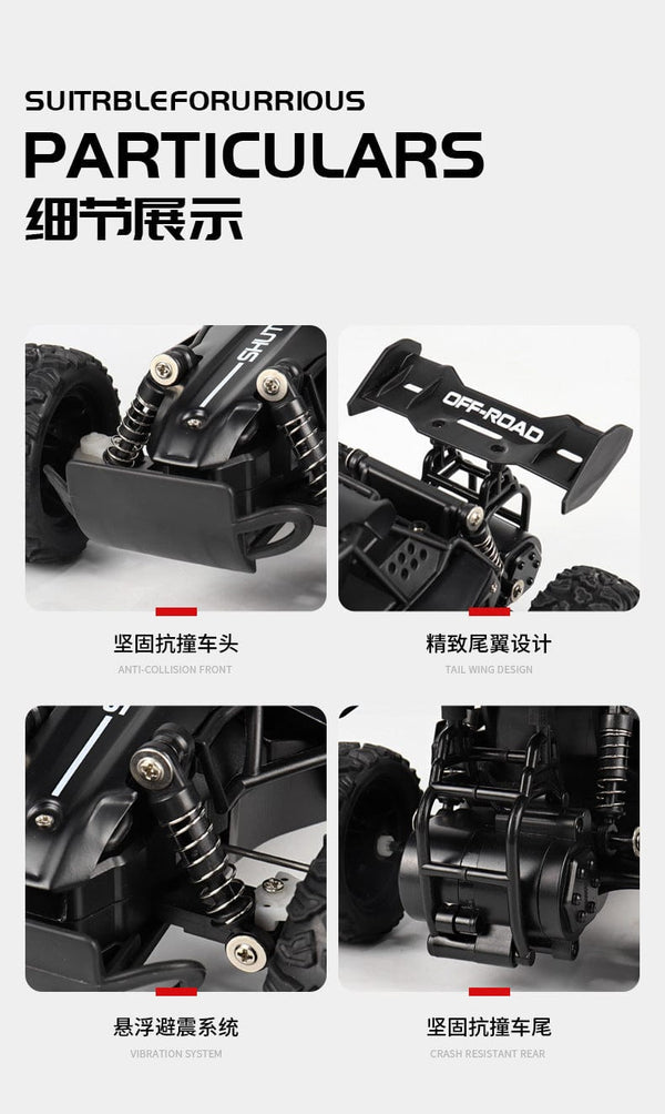 Planet Gates Black New RC Car 1:16 2WD with LED Light 2.4G 20KM/H High Speed Off-Road Climbing Remote Control Car Toy Gifts for Boys Girls Kids