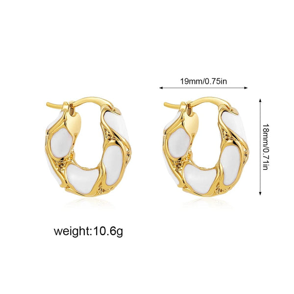Planet Gates Black New Trendy Enamel Color Metal Texture Small Hoop Earrings for Women Gold Plated Statement Ear Buckle Creative Jewelry Gifts