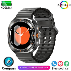 Planet Gates Black / NFC Watch 7 Ultra For Samsung Galaxy Watch 7 Ultra GPS Compass NFC Smart Watch Outdoor Sports Man AMOLED BT Call IP68 Galaxy 6 Upgraded Smartwatch