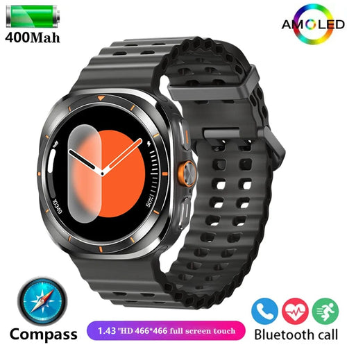 Planet Gates Black / NFC Watch 7 Ultra For Samsung Galaxy Watch 7 Ultra GPS Compass NFC Smart Watch Outdoor Sports Man AMOLED BT Call IP68 Galaxy 6 Upgraded Smartwatch