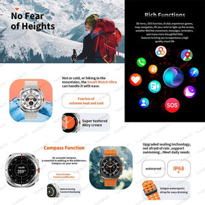 Planet Gates Black / NFC Watch 7 Ultra For Samsung Galaxy Watch 7 Ultra GPS Compass NFC Smart Watch Outdoor Sports Man AMOLED BT Call IP68 Galaxy 6 Upgraded Smartwatch
