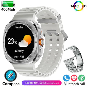 Planet Gates Black / NFC Watch 7 Ultra For Samsung Galaxy Watch 7 Ultra GPS Compass NFC Smart Watch Outdoor Sports Man AMOLED BT Call IP68 Galaxy 6 Upgraded Smartwatch