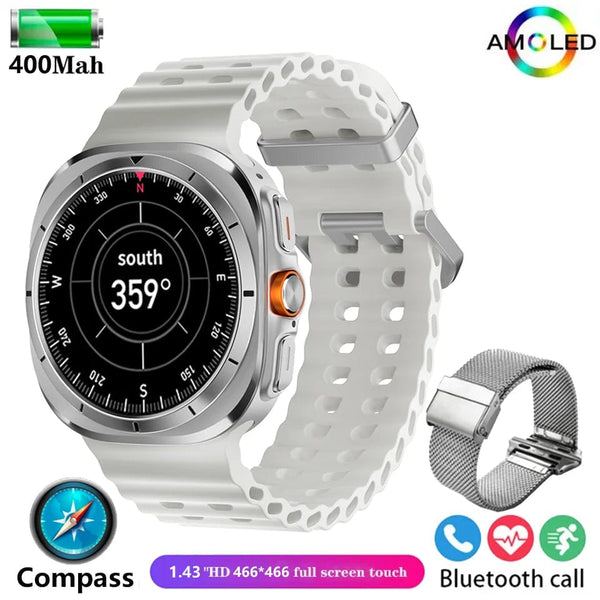 Planet Gates Black / NFC Watch 7 Ultra For Samsung Galaxy Watch 7 Ultra GPS Compass NFC Smart Watch Outdoor Sports Man AMOLED BT Call IP68 Galaxy 6 Upgraded Smartwatch