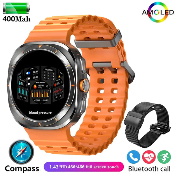 Planet Gates Black / NFC Watch 7 Ultra For Samsung Galaxy Watch 7 Ultra GPS Compass NFC Smart Watch Outdoor Sports Man AMOLED BT Call IP68 Galaxy 6 Upgraded Smartwatch