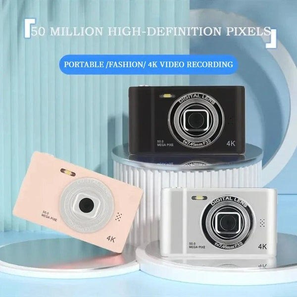 Planet Gates Black-no card 4K Digital Camera Mini Retro Travel Selfie Camara 50 Megapixels HD Photography 2.4inch Screen Entry-Level Kids Campus Selfie Cam
