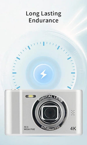 Planet Gates Black-no card 4K Digital Camera Mini Retro Travel Selfie Camara 50 Megapixels HD Photography 2.4inch Screen Entry-Level Kids Campus Selfie Cam