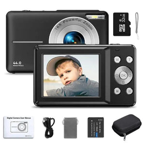 Planet Gates Black No Card HD 2.4 inches 1080P digital Camera Rechargeable Cameras with 16x Zoom Compact Camera 44MP Cameras for kids Girls camera digit