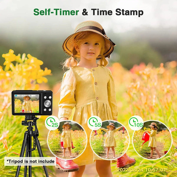 Planet Gates Black No Card HD 2.4 inches 1080P digital Camera Rechargeable Cameras with 16x Zoom Compact Camera 44MP Cameras for kids Girls camera digit