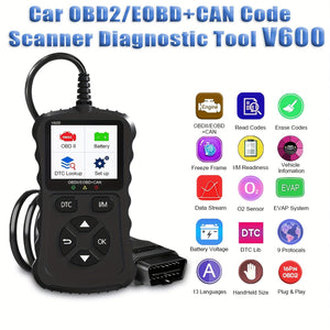 Planet Gates Black OBD2 Code Scanner, OBDII Car Code Reader Check Engine Fault Code Scanner Cranking and Charging Tester OBD2 Diagnostic Tool For OBDII 12V Gasoline Cars