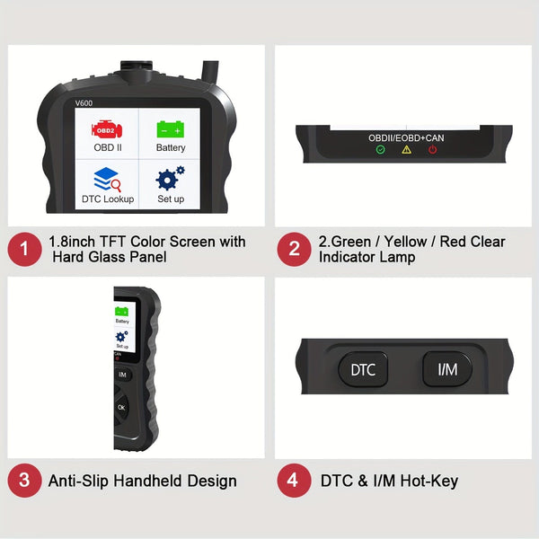 Planet Gates Black OBD2 Code Scanner, OBDII Car Code Reader Check Engine Fault Code Scanner Cranking and Charging Tester OBD2 Diagnostic Tool For OBDII 12V Gasoline Cars