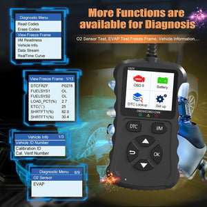 Planet Gates Black OBD2 Code Scanner, OBDII Car Code Reader Check Engine Fault Code Scanner Cranking and Charging Tester OBD2 Diagnostic Tool For OBDII 12V Gasoline Cars