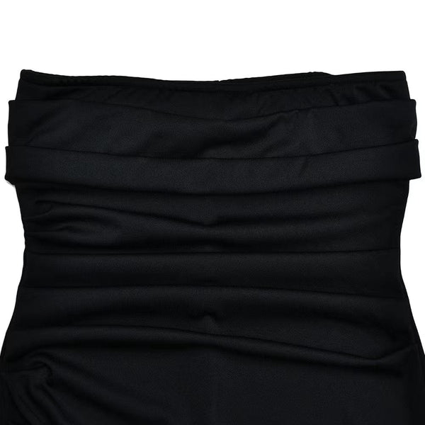 Planet Gates Black Off-shoulder Strapless Backless High Split Maxi Dress For Women Sleeveless Bodycon Club Party Evening Long Dress Clothes