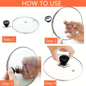 Planet Gates Black / One Size Fits All 4 Pcs Pot Lid Cover Knob Handle, Universal Kitchen Cookware Pot Lid Knob Cap Replacement, Stainless Steel Holding Pan Knob, Handle Handgrip With Screw, Kitchen Gadget
