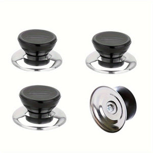 Planet Gates Black / One Size Fits All 4 Pcs Pot Lid Cover Knob Handle, Universal Kitchen Cookware Pot Lid Knob Cap Replacement, Stainless Steel Holding Pan Knob, Handle Handgrip With Screw, Kitchen Gadget