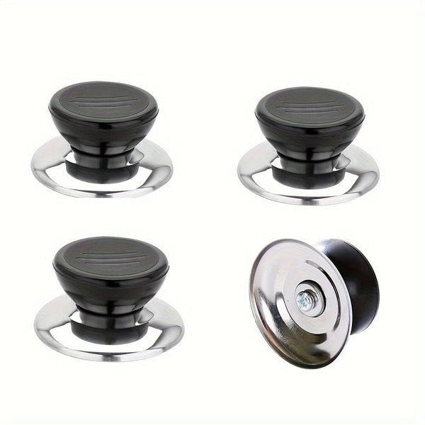 Planet Gates Black / One Size Fits All 4 Pcs Pot Lid Cover Knob Handle, Universal Kitchen Cookware Pot Lid Knob Cap Replacement, Stainless Steel Holding Pan Knob, Handle Handgrip With Screw, Kitchen Gadget