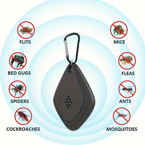 Planet Gates Black Outdoor Insect Repellent, Ultrasonic Mosquito Repellent, Electronic Mosquito Repellent, Portable USB Rechargeable Portable Mosquito Killer, Outdoor Camping, Picnic, Home, Anti-rat, Mosquito, Bed Bug.