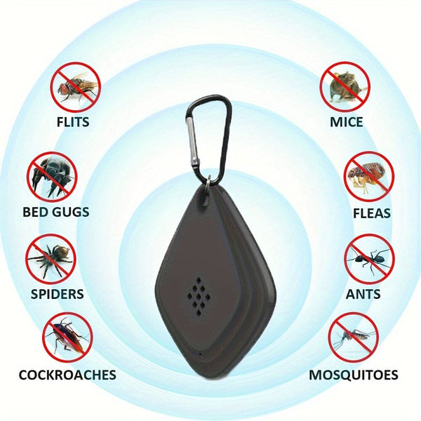 Planet Gates Black Outdoor Insect Repellent, Ultrasonic Mosquito Repellent, Electronic Mosquito Repellent, Portable USB Rechargeable Portable Mosquito Killer, Outdoor Camping, Picnic, Home, Anti-rat, Mosquito, Bed Bug.