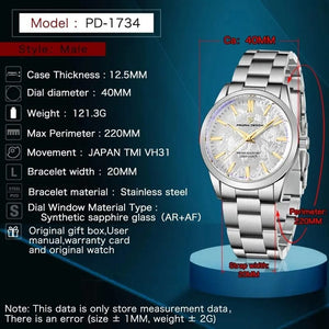 Planet Gates Black PAGANI DESIGN 40MM Men Quartz Watches TMI VH31 Luxury Business Top Sapphire 316L Stainless Steel 100M Waterproof Watch For Men