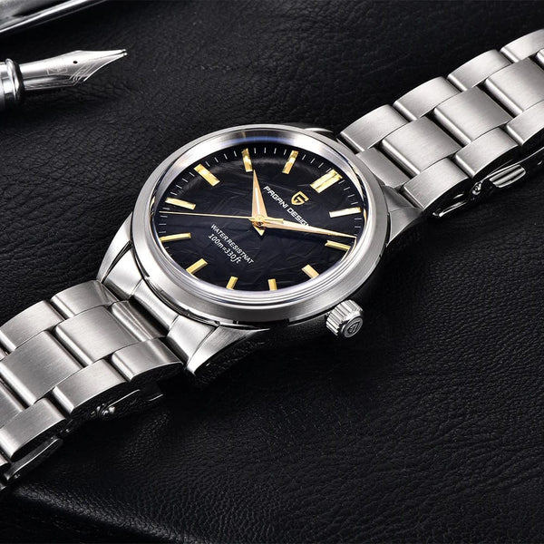 Planet Gates Black PAGANI DESIGN 40MM Men Quartz Watches TMI VH31 Luxury Business Top Sapphire 316L Stainless Steel 100M Waterproof Watch For Men