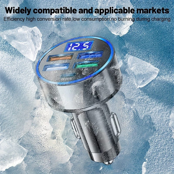 Planet Gates Black PD + QC 3.0 Fast Charging Car Phone Charger Adapter 4 Ports Usb Car Charger Type C PD Quick Charge 3.0 Car Charger