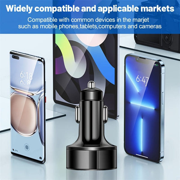 Planet Gates Black PD + QC 3.0 Fast Charging Car Phone Charger Adapter 4 Ports Usb Car Charger Type C PD Quick Charge 3.0 Car Charger