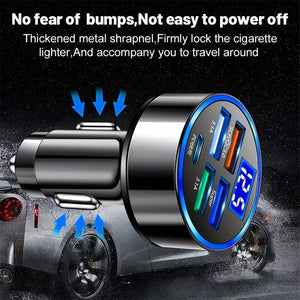 Planet Gates Black PD + QC 3.0 Fast Charging Car Phone Charger Adapter 4 Ports Usb Car Charger Type C PD Quick Charge 3.0 Car Charger