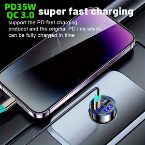 Planet Gates Black PD + QC 3.0 Fast Charging Car Phone Charger Adapter 4 Ports Usb Car Charger Type C PD Quick Charge 3.0 Car Charger