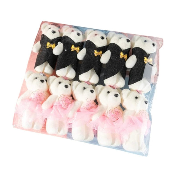Planet Gates Black Pink 10Pcs/Lot Bear Stuffed Plush Toy Mini Bear  Toy Keychain Bag Pendant Wedding Decoration Kids Birthday Party Gifts