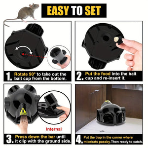 Planet Gates Black / Polypropylene (PP) Eliminate Pests Instantly With This Reusable, High Sensitivity Mouse Trap!