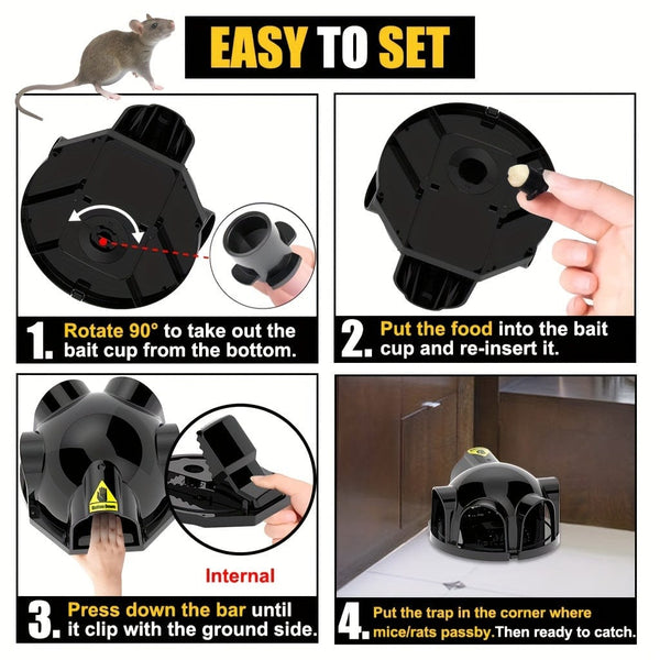 Planet Gates Black / Polypropylene (PP) Eliminate Pests Instantly With This Reusable, High Sensitivity Mouse Trap!