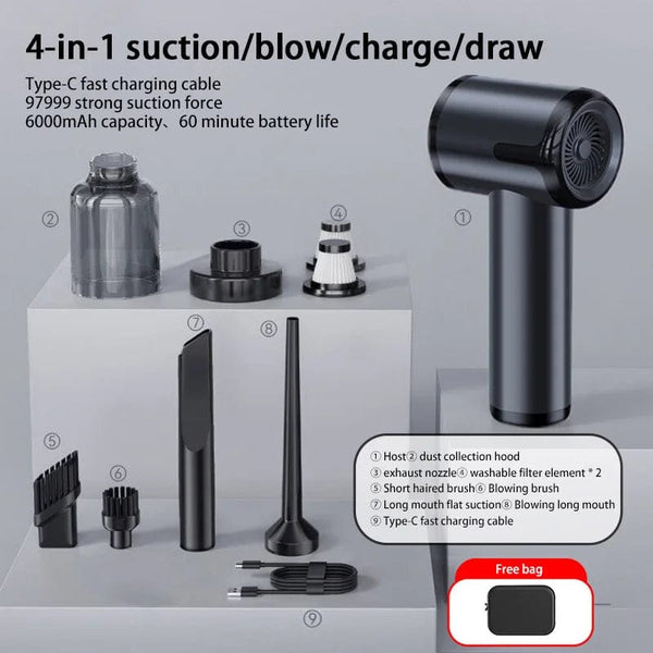 Planet Gates Black Pro 2hepa Bag Xiaomi 5 in 1 Car Vacuum Cleaner 1990000PA Powerful Handheld Cleaning Machine for Home Appliance Car Cleaner Wireless Portable