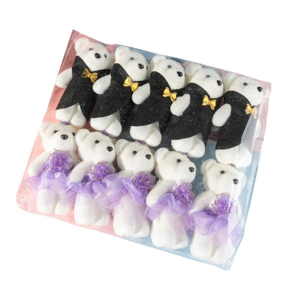 Planet Gates Black Purple 10Pcs/Lot Bear Stuffed Plush Toy Mini Bear  Toy Keychain Bag Pendant Wedding Decoration Kids Birthday Party Gifts