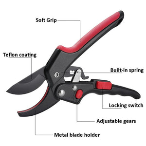 Planet Gates Black Ratchet Skip Garden Pruning Shear SK5 Steel Scissors Gardening Plant Scissor Branch Pruner Trimmer Tools dropshipping