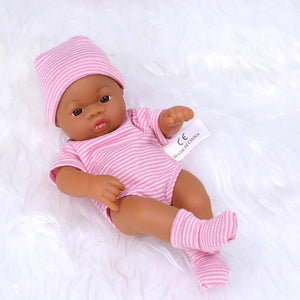 Planet Gates Black Reborn Dolls African Reborn Baby Doll 20cm Dolls Baby Reborn Baby Doll Toys Soft Touch High Quality Doll for Children Toys