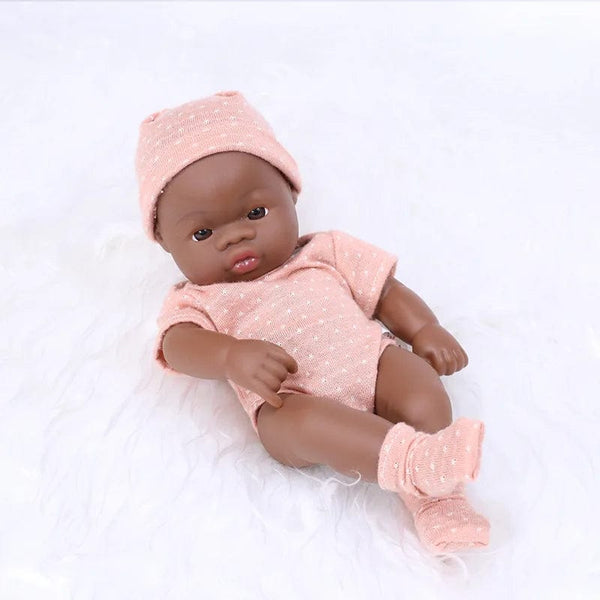 Planet Gates Black Reborn Dolls African Reborn Baby Doll 20cm Dolls Baby Reborn Baby Doll Toys Soft Touch High Quality Doll for Children Toys