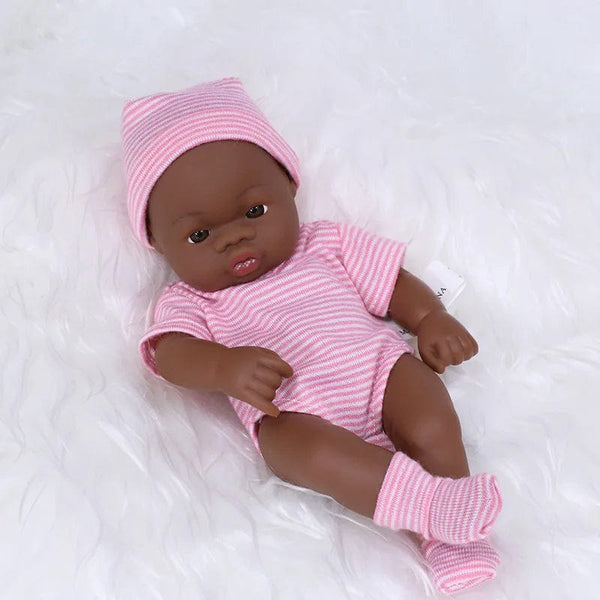 Planet Gates Black Reborn Dolls African Reborn Baby Doll 20cm Dolls Baby Reborn Baby Doll Toys Soft Touch High Quality Doll for Children Toys