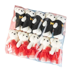 Planet Gates Black Red 10Pcs/Lot Bear Stuffed Plush Toy Mini Bear  Toy Keychain Bag Pendant Wedding Decoration Kids Birthday Party Gifts