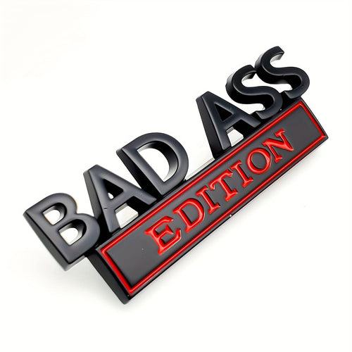 Planet Gates Black Red 1pc BAD ASS Edition Emblem, 3D Fender Badge Decal Car Sticker Fit Bumper Hood Trunk Door, Universal Exterior Replacement Accessories For Truck SUV