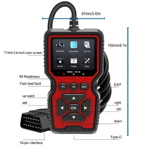 Planet Gates Black+red 2023 New Car Scanner: Obd2 Diagnostic Tool for Engine Fault Detection & Removal, Battery Voltage Reading & Data Stream