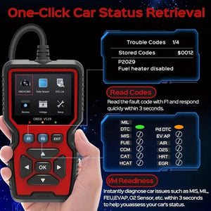 Planet Gates Black+red 2023 New Car Scanner: Obd2 Diagnostic Tool for Engine Fault Detection & Removal, Battery Voltage Reading & Data Stream