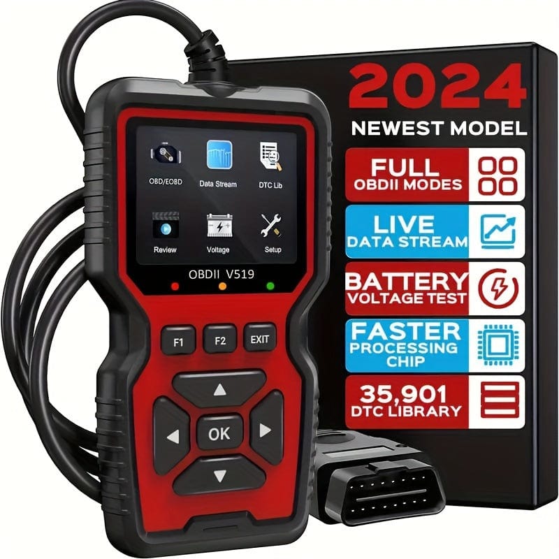 Planet Gates Black+red 2023 New Car Scanner: Obd2 Diagnostic Tool for Engine Fault Detection & Removal, Battery Voltage Reading & Data Stream